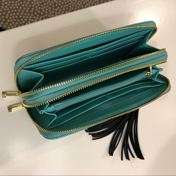 Turquoise Black & Gold Wallet - Wristlet NWOT 8x4 - Picture 8 of 8
